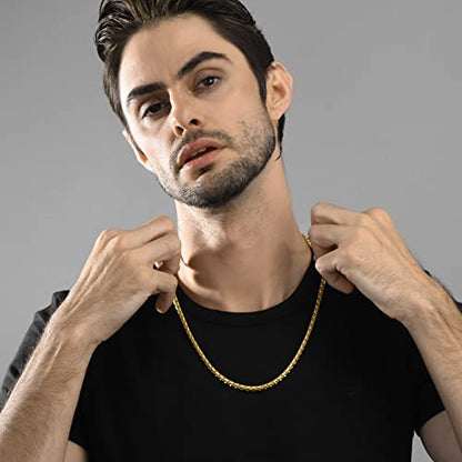 GoldChic JEWELRY Chunky Cuban Chains for Men,Stainless Steel Cuban Chain Necklace, Venetian Chain Curb Chain Hip Hop Jewelry,4/6/9/12/14mm Width,14-30 inch Length, Black/Gold Plated/Silver - color: Gold, size: 20"(51cm), style: Venetian Chain-4MM width