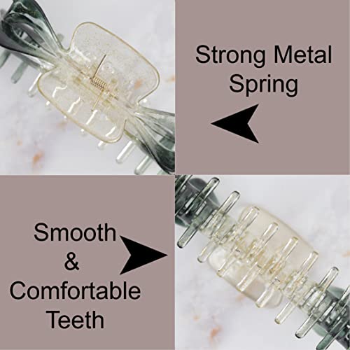 Women's Jumbo Jaw Clip Extra Large Marbelized Hair Claw (Glitter Grey) - color: Glitter Grey