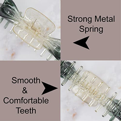 Women's Jumbo Jaw Clip Extra Large Marbelized Hair Claw (Glitter Grey) - color: Glitter Grey