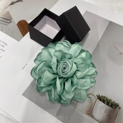 Dainty Fabric Rose Flower Large Brooch Lapel Pins Flower Brooches Pin Classic for Wedding Party Dance Banquet for Women Dress Suit Clothes Accessories Jewelry 100mm - color: Mint Green