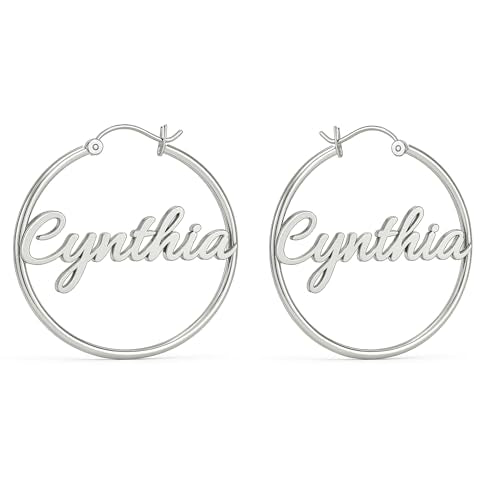 Charmsy 925 Sterling Silver Hoop Earrings | Lightweight Italian 2.5mm Tube Diamond-Cut Round Classic Hoops Earring for Women | Size 15/20/25/30/35/40/50/60/70mm | Small Medium Large - color: Personalized Hoop, size: 40 MM