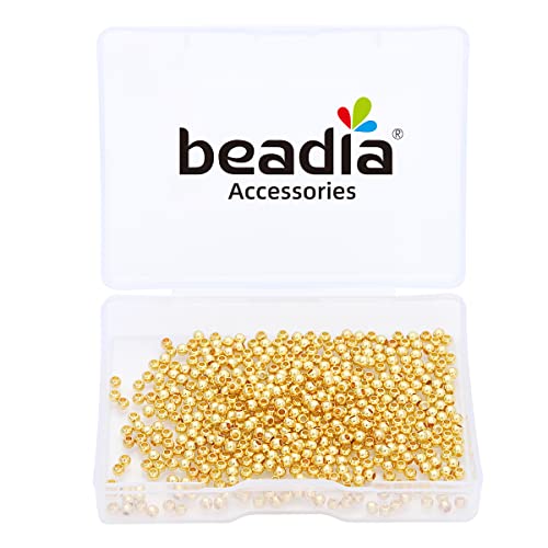 14K Gold Plated Round Spacer Beads 2.5mm 500pcs for Jewelry Making Findings Non Tarnish - color: 14K Gold, size: 2.5mm