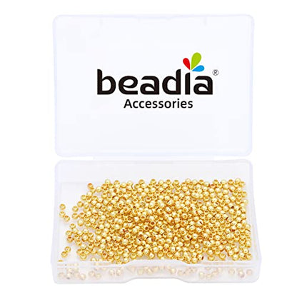 14K Gold Plated Round Spacer Beads 2.5mm 500pcs for Jewelry Making Findings Non Tarnish - color: 14K Gold, size: 2.5mm