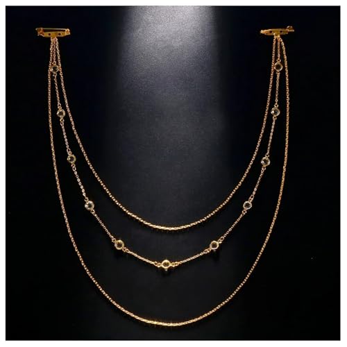 Elegant Multi Layered Rhinestone Back Chain Jewelry Crystal Bridal Back Necklace Chain Sexy Bikini Rhinestone Shoulder Chain Wedding Backdrop Jewelry for Women - color: Gold