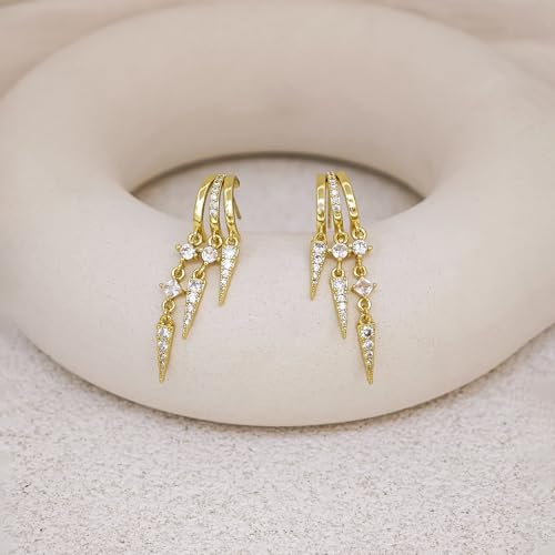 Pearl Earrings for Women Trendy, 14k Gold Plated Freshwater CZ Leaf Pearl Dangle Drop Gold Earrings Lightweight Hypoallergenic Stud Earring Bridesmaid Wedding Gold Jewelry for Women Gifts - style: cz dangle earrings-5