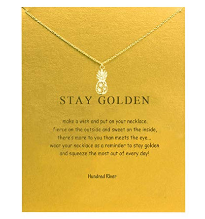 Baydurcan Friendship Anchor Compass Necklace Good Luck Elephant Pendant Chain Necklace with Message Card Gift Card - style: Pineapple