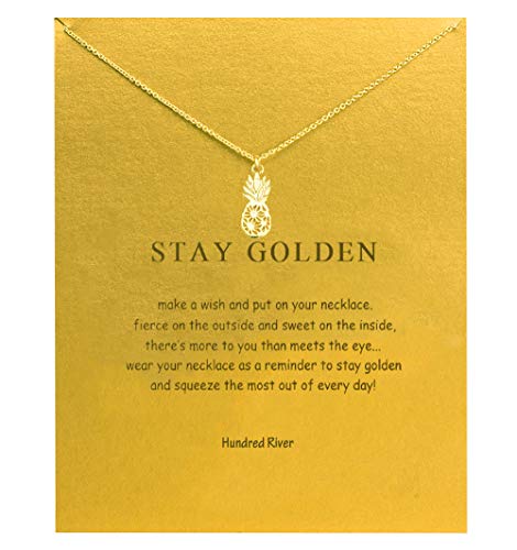 Baydurcan Friendship Anchor Compass Necklace Good Luck Elephant Pendant Chain Necklace with Message Card Gift Card - style: Pineapple