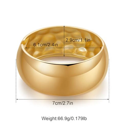 YBMYCM Chunky Gold Cuff Bangle Bracelets for Women Wide Gold Bangle Hammered Open Wrist Cuff Bracelets Wrap Bracelet - style: D-Gold