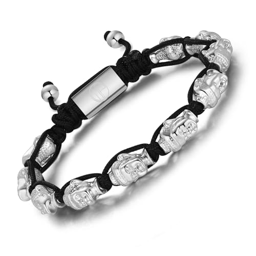 18K Gold-Plated Bracelets for Men Franco Link Chain Adjustable | Stainless Steel Bracelet, Gold Beads Bracelet, Handcrafted Braided, Mens Jewelry Birthday Gift for Men - color: Light Silver