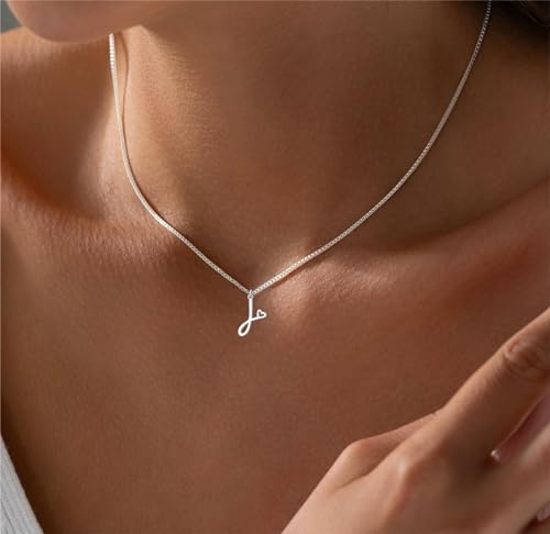 Initial Necklaces for Women Trendy, Dainty Silver Letter Necklace Cute Pendant Choker Name Necklace Personalized Costume Monogram Silver Jewelry Necklace for Women Valentines Gifts - color: Silver, style: G