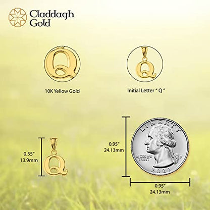 10K Yellow Gold Fine Mini Dangling Initial A-Z Charm 1/2" Pendant - Choice of Initial Letter - style: Letter Q Initial Charm