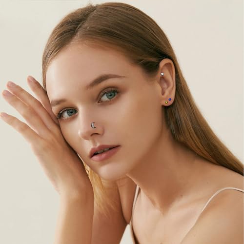 36-44 Pcs 18G 20G Nose Rings Studs Nose Rings for Women Nose Piercings Jewelry Surgical Stainless Steel Nose Studs Moon Star Heart Butterfly Hypoallergenic Body Piercing Jewelry for Women Men - color: 20G Black A-Straight- 44 Pcs