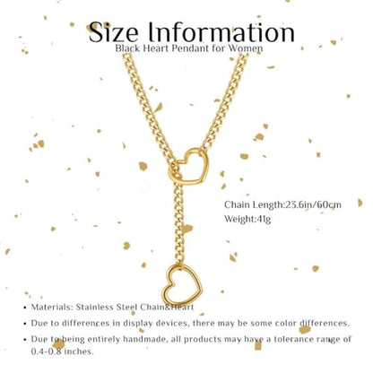 Artmiss Heart Slip Chain Necklace Cuban Long Chain Affection Link Necklace Submissive Collar Chokers for Women - color: Gold