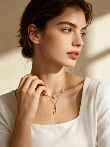 14K Gold A-Z Initial Lette Necklace Star Choker Women Necklace | Personalized Initial Jewelry, Meaningful Name Letter Gift for Women Wife Mom Friend, Perfect Present For Birthday/Anniversary - style: 14K Gold-J