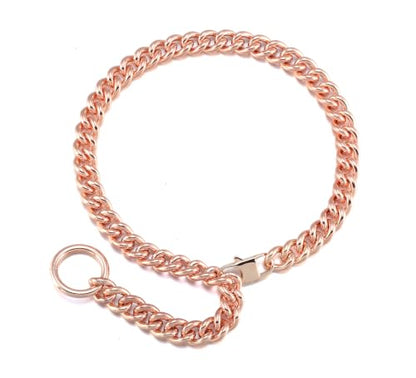 Womens Choker Chain 18K Gold Stainless Steel Cuban Link Gift for her | Adjustable with O Ring Belt tail,0.4inch wide,Punk Rock,Sexy Pendant Xxxt.Necklace - color: Rose Gold