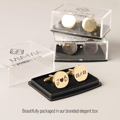 Custom engraved cufflinks for men, personalized wedding gift for groom, father of the bride & groom dad, best men, customized gold & silver cufflinks with dates, quotes or couples initials from bride - style: Groomsman - Best Man