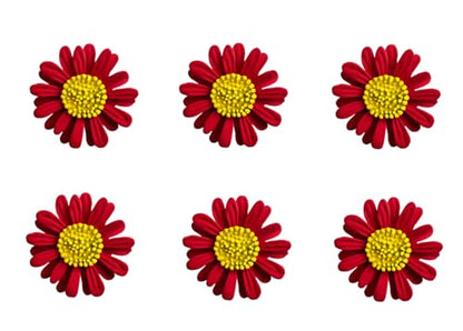 6 Pcs Daisy Flower Brooches, Sunflower Lapel Pins, Sun Flower Brooches, Floral Lapel Pins for Women Fashion Jewelry Accessories - color: Red