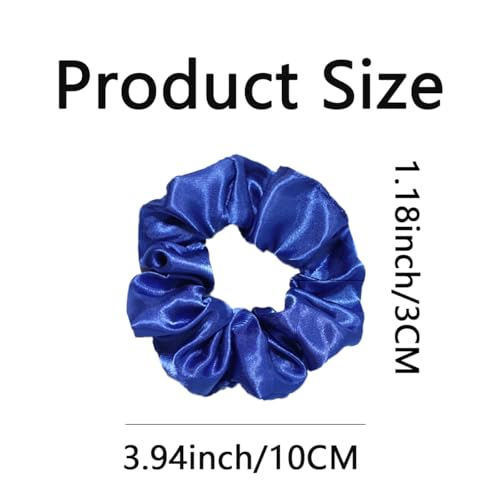 Silk Hair Ties Ponytail Holder Hairs Bow Ropes Elastics Hairtie Accessories Wide 0.8inch on Hair No Damage No Crease for Women Curly Thick Wavy Hair(30Pcs Royal Blue) - color: Royal Blue