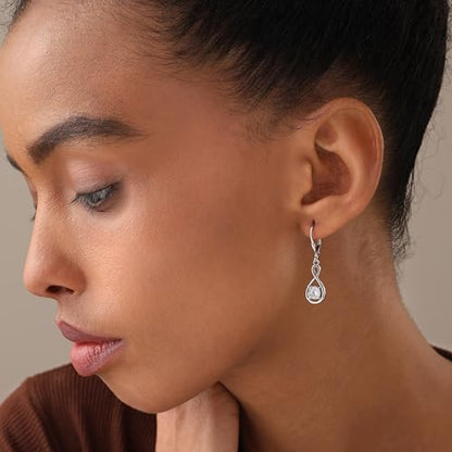 LeCalla 925 Sterling Silver Leverback Drop Earrings | Lightweight Italian Teardrop Dangle Earring for Women - color: CZ Infinity Drop