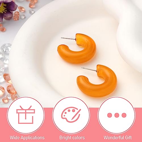 Ecally 12 Pairs Acrylic Resin Hoop Earrings Set Multiple Colors Resin Hoops Summer Lightweight Marble Earrings for Women Party Gifts Jewelry