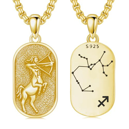 SIMONLY Zodiac Necklace 925 Sterling Silver Constellation Necklace Zodiac Sign Necklaces Horoscope Jewelry Christmas Birthday Astrology Gifts for Women Men Unisex - style: Sagittarius-Gold