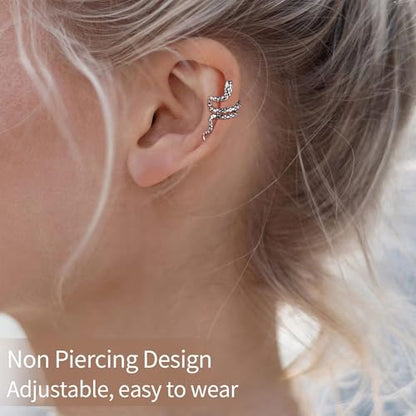 ChicSilver 925 Sterling Silver Ear Cuffs Non-Piercing Cartilage Earrings: Various Styles, Conch Cuffs (with Gift Box) - style: A: Snake Cuff