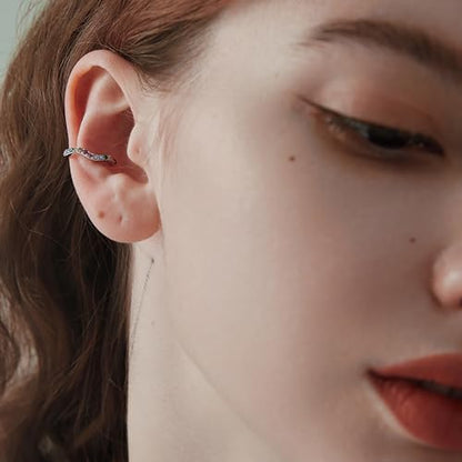 Colorful CZ Wave Ear Cuffs Cartilage Earrings Silver Plated Rainbow Crystal Rhinestone Non Piercing Clip On Wrap Earring Jewelry for Women