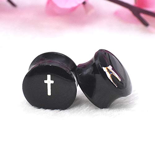 2Pairs Transparent Cross Acrylic Ear Gauges Plugs Double Flared Ear Expander Stretching Kit Ear Piercing Jewelry Size 2g(6mm) to 1''(25mm)