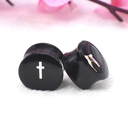 2Pairs Transparent Cross Acrylic Ear Gauges Plugs Double Flared Ear Expander Stretching Kit Ear Piercing Jewelry Size 2g(6mm) to 1''(25mm)