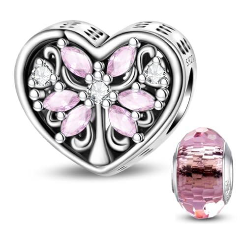 HappyStar 925 Sterling Silver Charms for Bracelets and Necklace Dangle Pendants Beads Charms Fits Charms Bracelets for Woman Jewelry Gifts (with one Spacer Bead Charms) - style: Love Tree of Life Beads