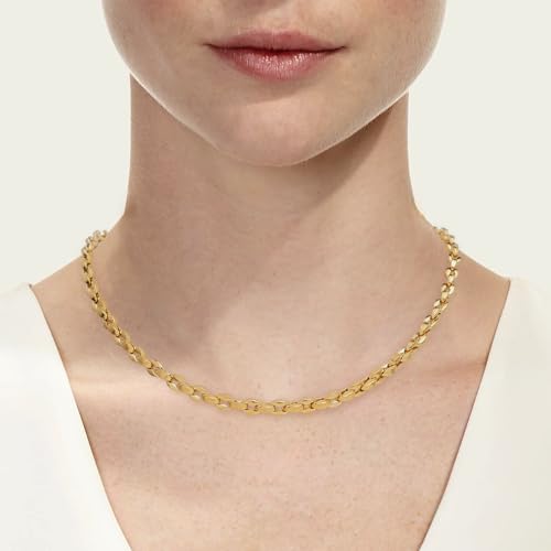 Jean Beau Gold Choker Necklace for Women, Simple 18K Gold Plated Adjustable Link Chain Prom Jewelry Gifts - color: Rolo