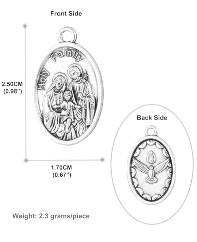 Saint Therese of Lisieux/Saint Mother Teresa of Calcutta/Divine Mercy Jesus/Mater Dolorosa Patron Saint Medal Charm Pendant for DIY Rosary Necklace Bracelet Jewelry Making Part - color: 30pcs-Holy Family medal