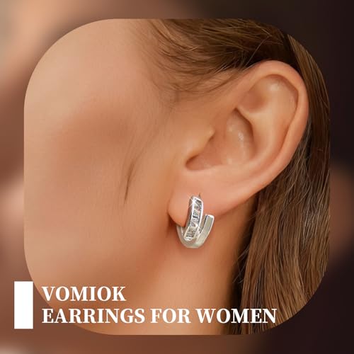 Gold Silver Huggie Hoop Earrings for Women 18K Gold & Sterling Silver Plated Cubic Zirconia Hoop Earrings Double Hoops Earrings Hypoallergenic Non Tarnish Earings Jewelry Gift - color: Gold-C