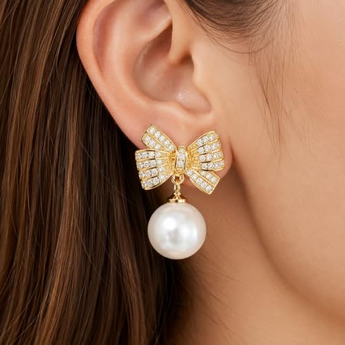 Pearl Shell Earrings for Women Clip on Pearl Earrings Summer Beach Jewelry Tropical Vacation Outfits Accessories - color: B1:white bow clip on earrings