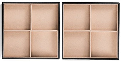 Glenor Co Jewelry Organizer Tray - Set of 2 - Stackable 8 Square Slot Jewelry Storage Trays - Display on Dresser or Drawer - Compatible with other trays - Black - size: Square - 4 Square Slot x 2