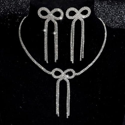 Silver Plated Necklace Earrings Bracelet Crystal Bridal Wedding Jewelry Sets for Wedding princess birthday party Halloween Prom Pageant Jewelry - color: 3-white
