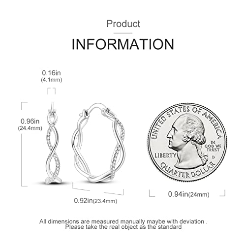 NARMO 925 Sterling Silver Earrings for Women Hypoallergenic Hoop Earrings - color: Twist Irish Celtic Knot