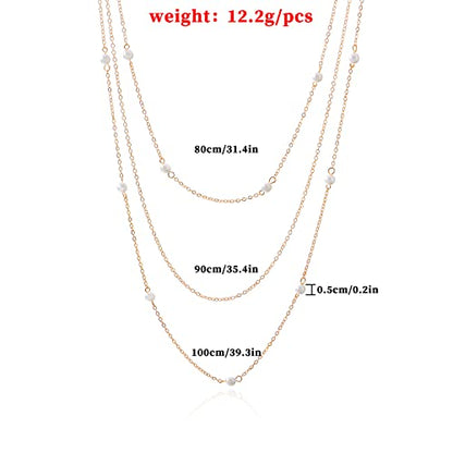 COLORFUL BLING Multilayer Choker Long Chain Tassel Pendant Necklace for Women Beads Necklace Long Bar Charm Chain Jewelry - color: E gold pearl