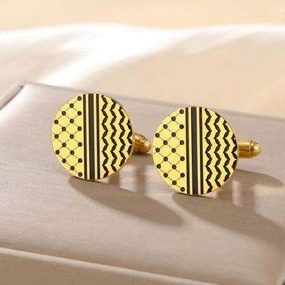 Cufflinks for Men Delicate Stainless Steel Wedding Business Cufflinks Gifts for Groom Husband French Shirt Accessories - style: Polka Dots Style-Gold