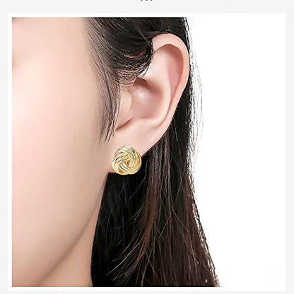 Yoursfs Knot Multicolor Clip on Earrings For Women Silver and gold Plated Large Non Pierced Floral Earrings - style: Golden triple knot clip on