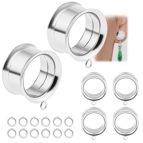 WBRWP 6pcs Ear Gauges Tunnels Plugs: DIY Ear Tunnles Piercing Expander Stainless Steel Double Flared Screw Gauges - color: Silver-Style 1