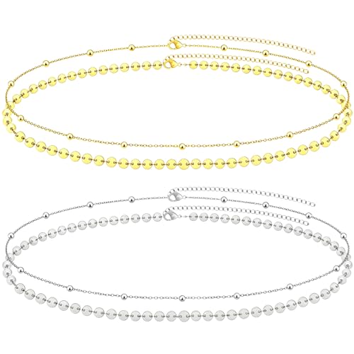 NEWITIN 4 Pieces Waist Chain for Women Gold Plated Adjustable Belly Chain Dainty Layered Summer Beach Body Chains Sexy Bikini Body Chains Jewelry Accessories for Women - color: 4 Pieces Gold Silver Fashion