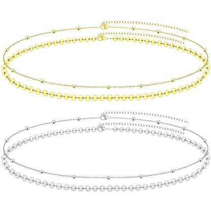 NEWITIN 4 Pieces Waist Chain for Women Gold Plated Adjustable Belly Chain Dainty Layered Summer Beach Body Chains Sexy Bikini Body Chains Jewelry Accessories for Women - color: 4 Pieces Gold Silver Fashion