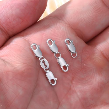 925 Sterling Silver Lobster Clasp for DIY Necklace Bracelet Jewelry Making, Double Spring Clasp with Closed Jump Rings, Necklace Extender Clasp Connector Bracelet Extension (Style 7) - style: Style 7