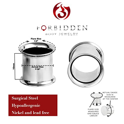 Forbidden Body Jewelry Ear Gauges, Ear Tunnels, Tunnels For Ears, Surgical Steel Mirror Finish Double Flared Tunnel Plug Earrings - style: 2pcs: 11mm (7/16")