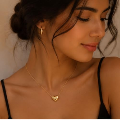 Rich London 18K Rose Gold Plated 2-in-1 Clover Heart Pendant Necklace for Women | Elegant Crystal Charm Jewellery - color: Gold Heart