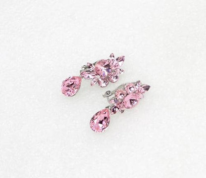 Faship Statement Dangling Floral Clip On Earrings For Women - color: Light Pink