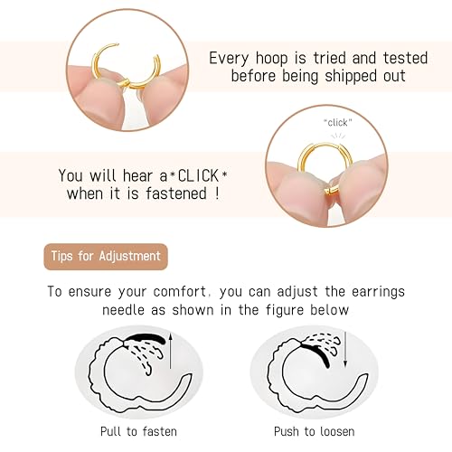 Cartilage Daith Earrings For Women Small 14K Gold Plated Hoop Hypoallergenic Helix Piercing Huggie Surgical Steel Diamond Implant Cubic Zirconia Prom Gift Jewelry - color: Style1-Silver, size: 16g-8mm