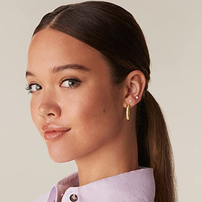 PAVOI 14K Gold Plated Wide Flat Edge Hoop Earrings for Women | Rose, White and Yellow Gold Hoops | Hypoallergenic Jewelry - color: Rose Gold, size: 25 Millimeters
