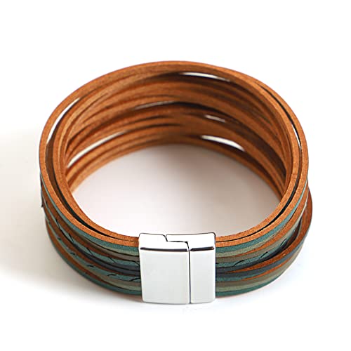 hotoo Leather Wrap Bracelet for Women - color: Green Leather Bracelets